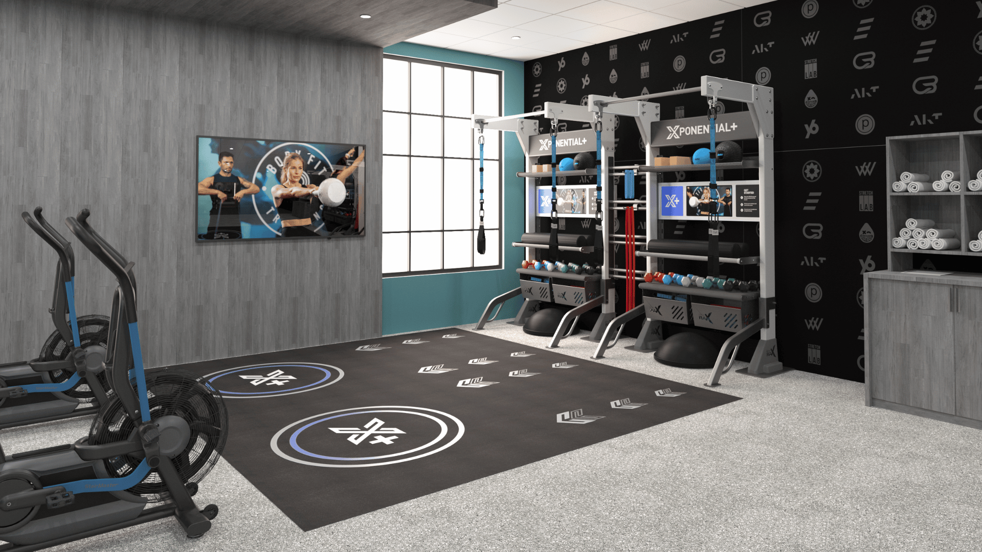 A gym space that includes a Digital Fitness Program