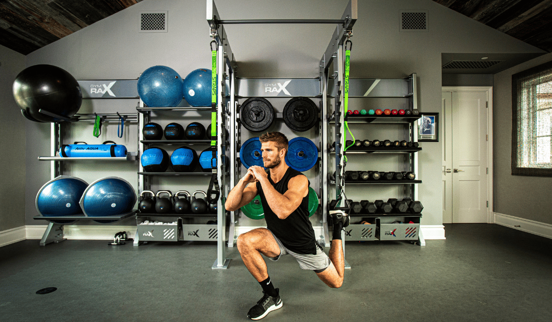 Man working out in his home gym