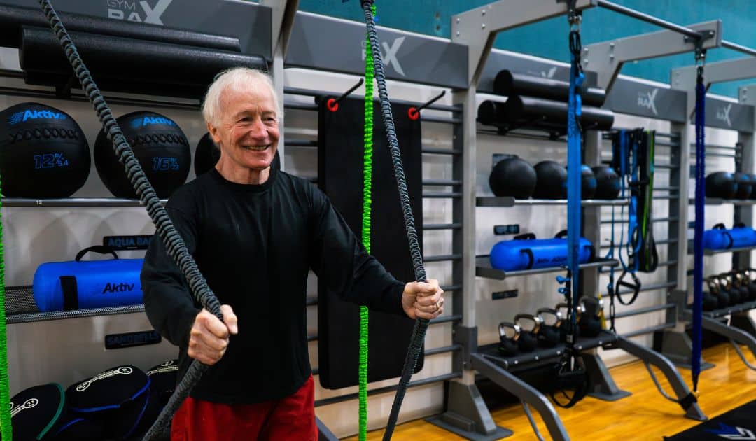 Man working out in functional gym spaec at a YMCA.