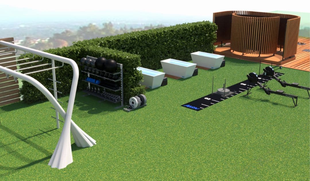 Outdoor fitness facility designed with cold PLUNGE technology.