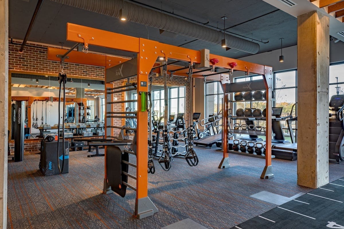 gym rax bridge apartment fitness center gym design by aktiv