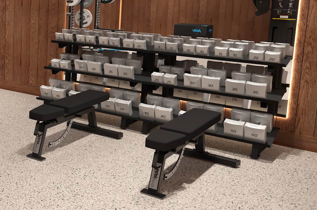 FORMA free weigh track with two benches